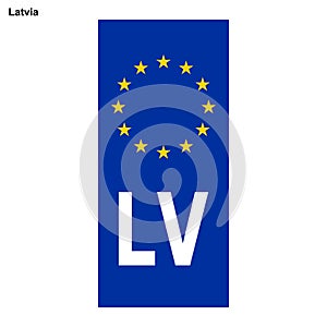 EU country identifier. blue band on license plates