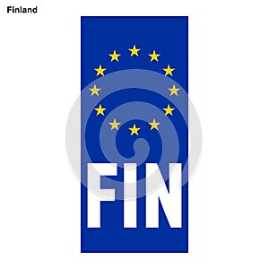 EU country identifier. blue band on license plates