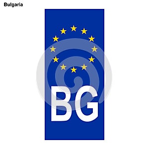 EU country identifier. blue band on license plates