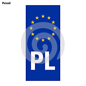 EU country identifier. blue band on license plates