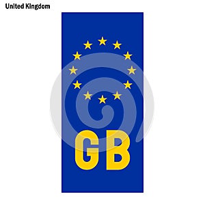 EU country identifier. blue band on license plates