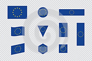 EU European Union Flag Flat Icon Shapes Vector Set