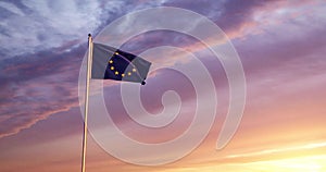 Eu European Union Flag Flying 30fps 4k Video Of Banner Waving