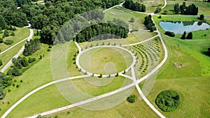 Eu european union ring summer linden Lithuania Botanical Garden drone