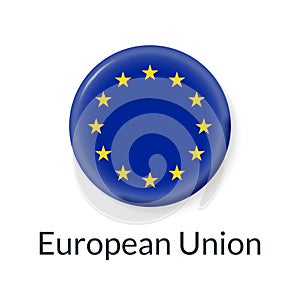 EU flag. Circle 3d icon. European Union round symbol, sing or logo. Vector