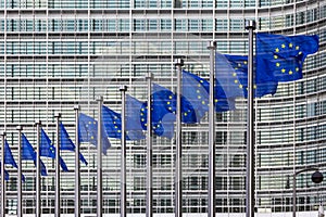 EU Flag in European Union building Brussels