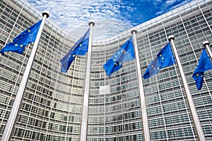 EU flags in front of Berlaymont photo