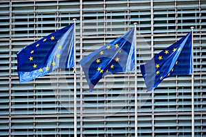 EU flags in front of European Commission