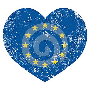 EU, I love European Union heart retro flag