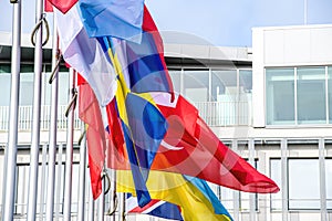 Eu members flags waving calmly