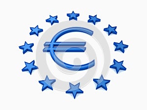 EU stars round with blue euro sign on white
