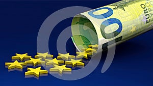 EU stars slide through 100 Euro note photo