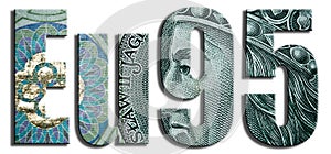 Eu95, type of gasoline. 100 PLN or Polish Zloty texture.