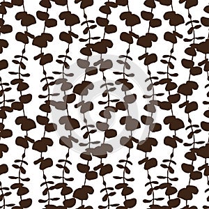 Eucalyptus leaves pattern in monochrome. Vector seamless background for textile design or interior print.