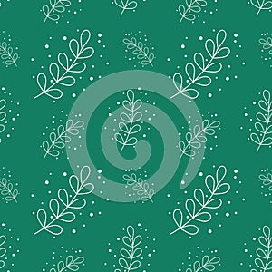 eucalyptus silver dollar leaf seamless pattern background vector illustration. green flat style leaves plants illustration.