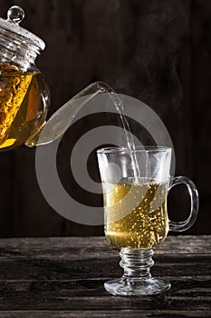 Eucalyptus Tea Tea on a metal texture