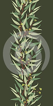 Eucalyptus vertical seamless border vector