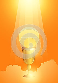 Eucharist symbol with golden chalice and host