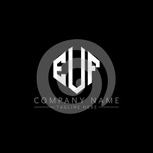 EUF letter logo design with polygon shape. EUF polygon and cube shape logo design. EUF hexagon vector logo template white and
