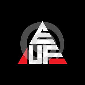 EUF triangle letter logo design with triangle shape. EUF triangle logo design monogram. EUF triangle vector logo template with red