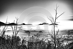 Euganean hills and mist bnw one