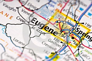 Eugene, Oregon on map