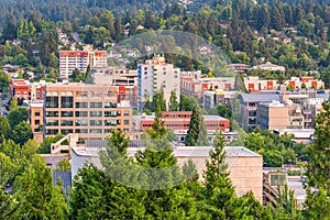 Eugene, Oregon, USA Skyline at Dusk photo