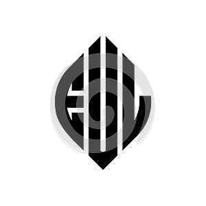 EUL circle letter logo design with circle and ellipse shape. EUL ellipse letters with typographic style. The three initials form a