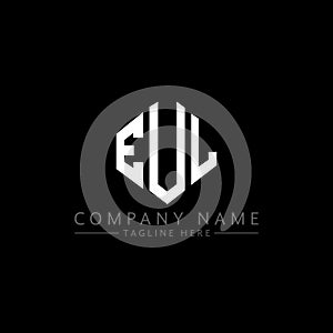 EUL letter logo design with polygon shape. EUL polygon and cube shape logo design. EUL hexagon vector logo template white and