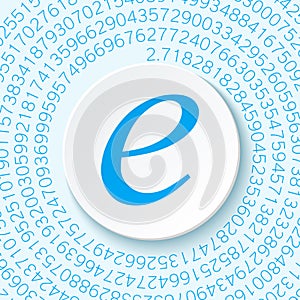 Euler`s number with a shadow on a digital background. Mathematical constant, decimal irrational number