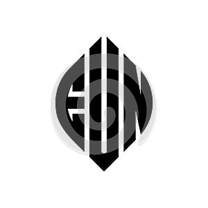 EUN circle letter logo design with circle and ellipse shape. EUN ellipse letters with typographic style. The three initials form a