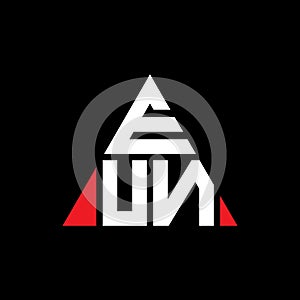 EUN triangle letter logo design with triangle shape. EUN triangle logo design monogram. EUN triangle vector logo template with red