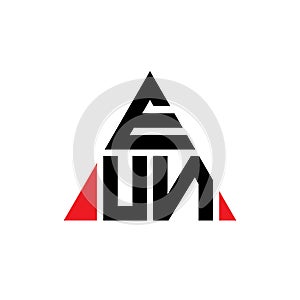 EUN triangle letter logo design with triangle shape. EUN triangle logo design monogram. EUN triangle vector logo template with red