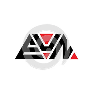 EUN triangle letter logo design with triangle shape. EUN triangle logo design monogram. EUN triangle vector logo template with red