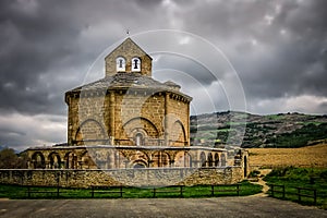 Eunate, Spain - Lone Basilica of Santa Maria de Eunate, Built by Knights Templar on the Way of St James & x28;Camino de Santiago photo