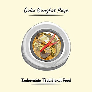 Curry Eungkot Paya Illustration Indonesian Food From Aceh, Sketch & Vector Style photo