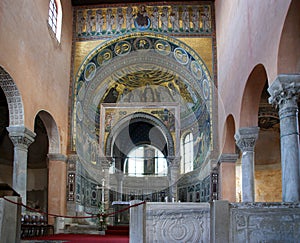 Euphrasian basilica, central nave and kivory. Porec, Istria, Croatia.