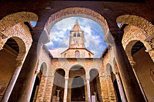 Euphrasian Basilica in Porec arcades and tower view