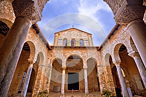 Euphrasian Basilica in Porec arcades and tower view