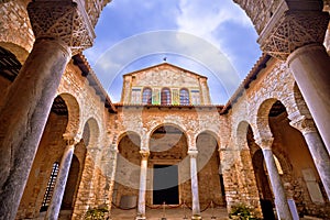 Euphrasian Basilica in Porec arcades and tower view photo