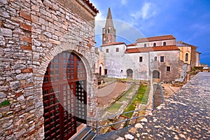 Euphrasian Basilica in Porec astefacts and tower view