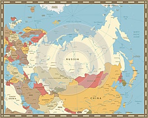 Eurasia Map Vintage Color