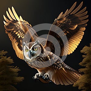 Eurasian Eagle Owl (Bubo bubo) - 3D render AI generated animal ai