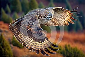 Eurasian Eagle Owl in Flight - AI Gererative