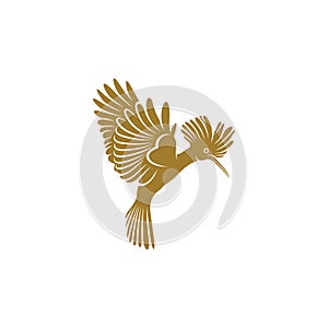 Eurasian Hoopoe bird vector illustration. Eurasian Hoopoe bird logo design concept template. Creative symbol