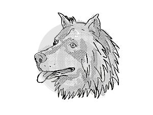 Eurasier or Eurasian Spitz  Dog Breed Cartoon Retro Drawing