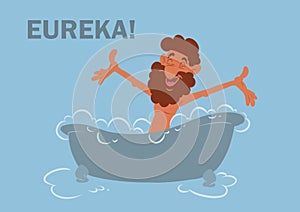 Eureka archimedes greek bathroom water physics cartoon