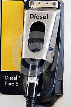 Euro 5 Grade Diesel Pump At A Petrol Station