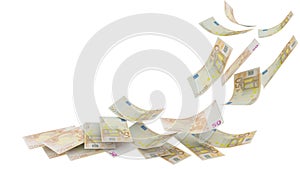 euro 50 banknotes money falling isolated in trasparent background - 3d rendering