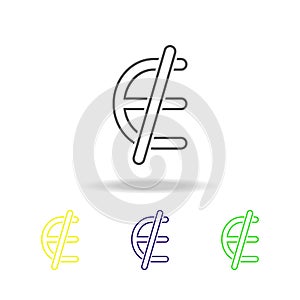 Euro ban denomination multicolored icons. Thin line icon for website design and app development. Premium colored web icon with sha